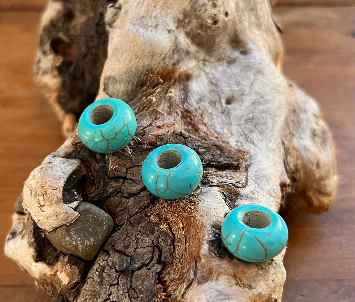 Set of 3 Turquoise Dread Beads