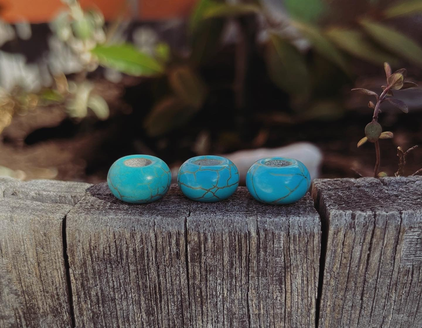 Set of 3 Turquoise Dread Beads
