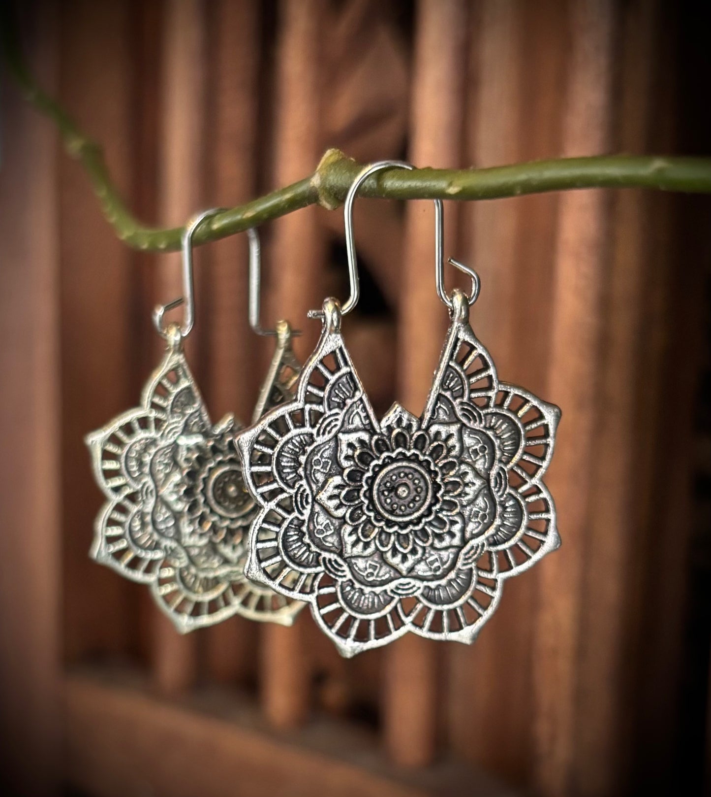 Antique Silver Mandala Earrings