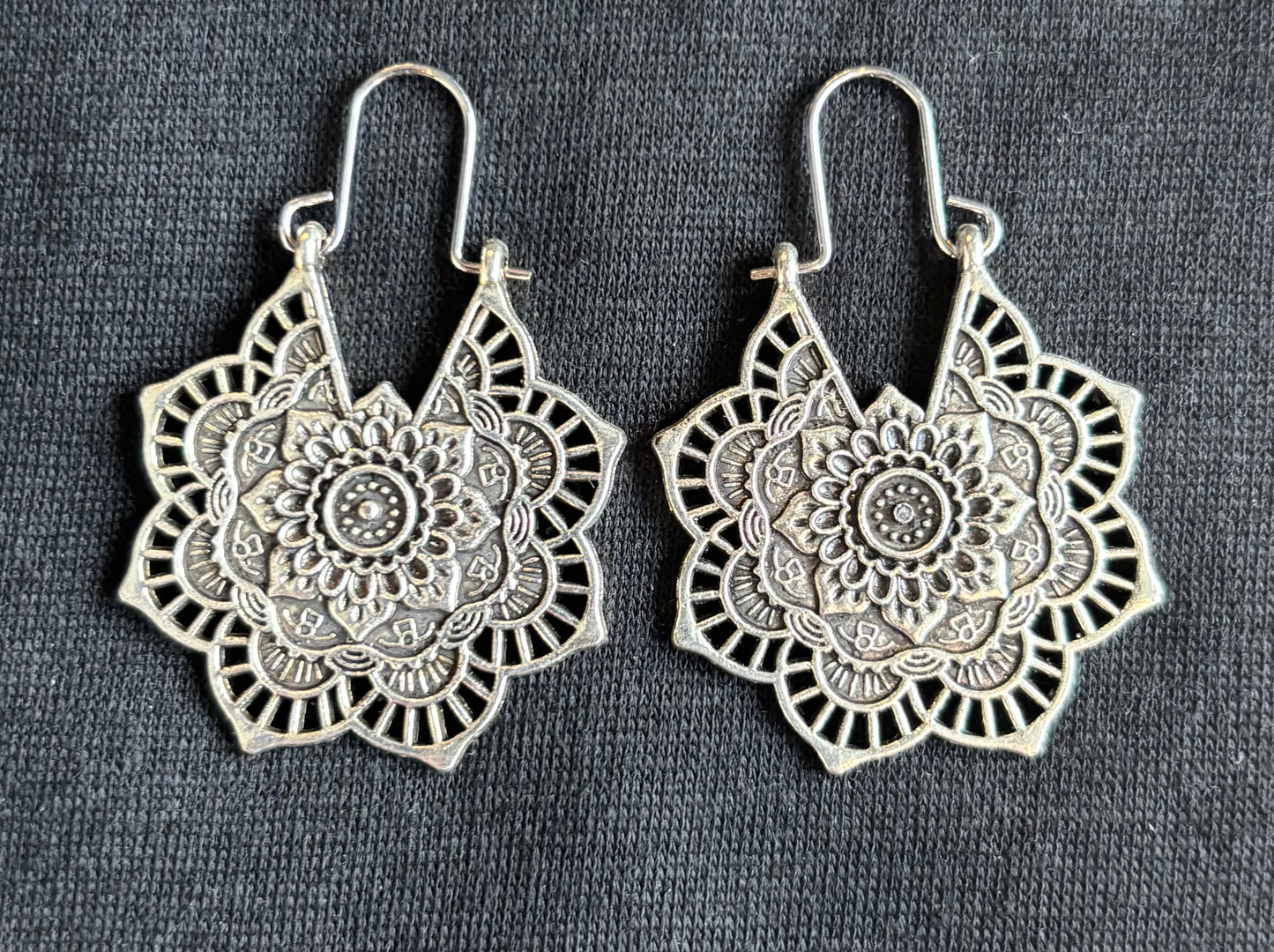 Antique Silver Mandala Earrings