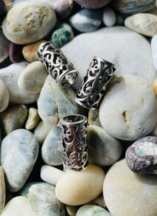 Set of 3 Antique Silver Beads